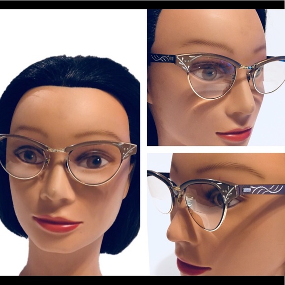 Sold Vintage Cat Eye Glasses w/ Bifocals Lens Bron - Picture 2 of 8